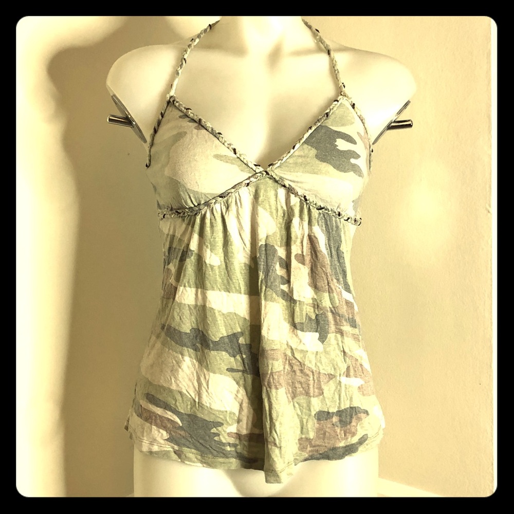 Babydoll Cam Camouflage Halter Top Pastel Green S